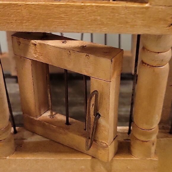 Vtg Wooden Birdcage Victorian Domed Cathedral Taj Mahal Door bird cage Wood boho - Picture 11 of 16